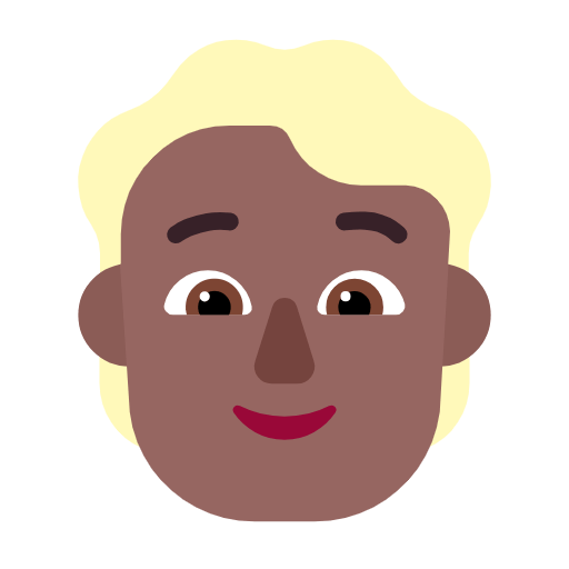 Microsoft design of the person: medium-dark skin tone blond hair emoji verson:Windows-11-23H2
