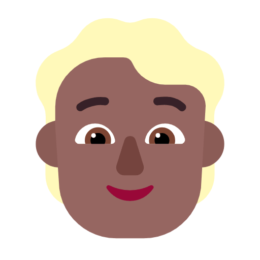 Microsoft design of the person: medium-dark skin tone blond hair emoji verson:Windows-11-23H2