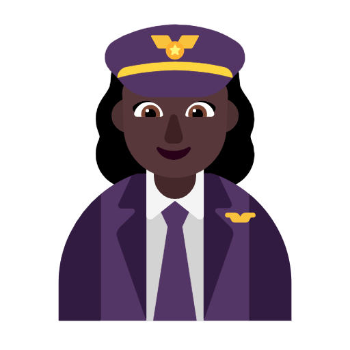 Microsoft design of the woman pilot: dark skin tone emoji verson:Windows-11-23H2