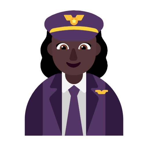 Microsoft design of the woman pilot: dark skin tone emoji verson:Windows-11-23H2