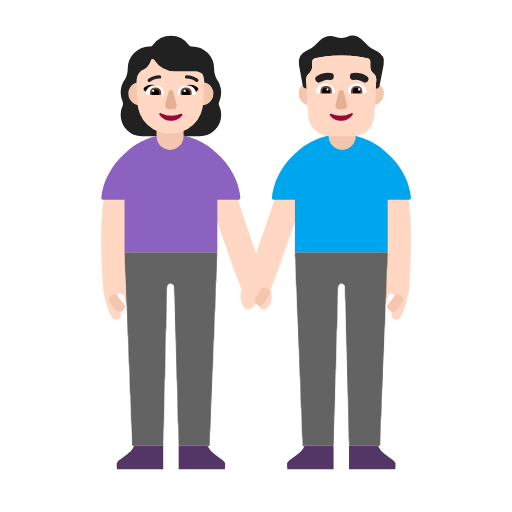 Microsoft design of the woman and man holding hands: light skin tone emoji verson:Windows-11-23H2