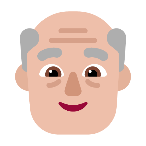 Microsoft design of the old man: medium-light skin tone emoji verson:Windows-11-22H2