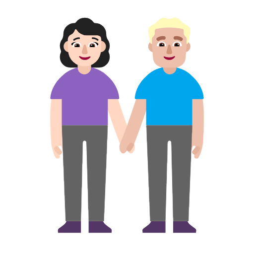 Microsoft design of the woman and man holding hands: light skin tone medium-light skin tone emoji verson:Windows-11-23H2