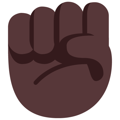 Microsoft design of the raised fist: dark skin tone emoji verson:Windows-11-22H2