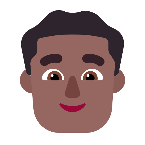 Microsoft design of the man: medium-dark skin tone emoji verson:Windows-11-23H2