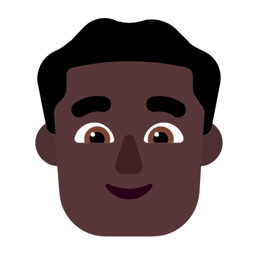 Microsoft design of the man: dark skin tone emoji verson:Windows-11-23H2