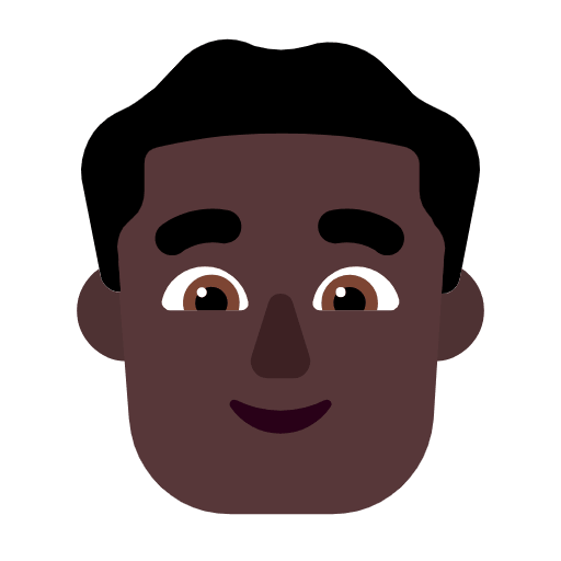 Microsoft design of the man: dark skin tone emoji verson:Windows-11-23H2
