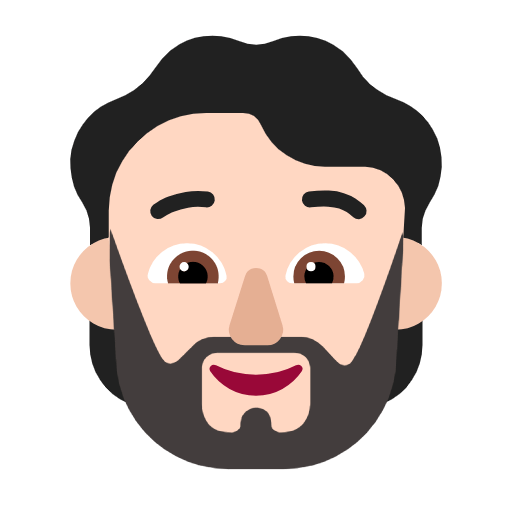 Microsoft design of the person: light skin tone beard emoji verson:Windows-11-23H2