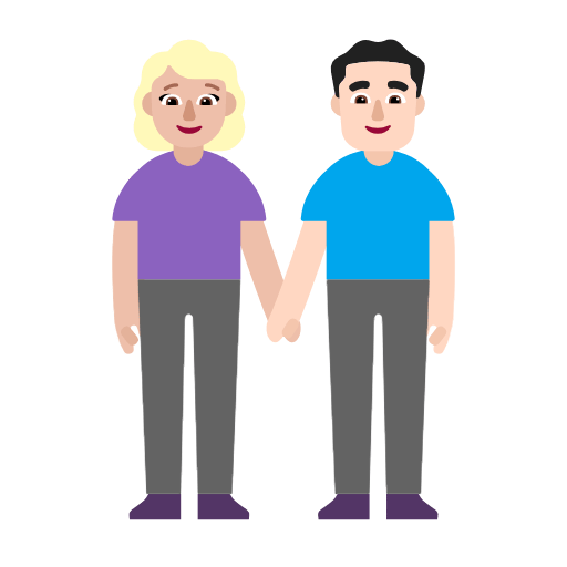Microsoft design of the woman and man holding hands: medium-light skin tone light skin tone emoji verson:Windows-11-23H2