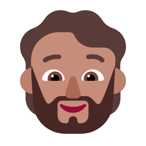 Microsoft design of the person: medium skin tone beard emoji verson:Windows-11-23H2