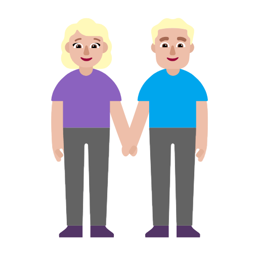 Microsoft design of the woman and man holding hands: medium-light skin tone emoji verson:Windows-11-23H2