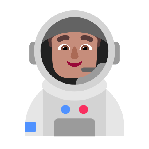Microsoft design of the man astronaut: medium skin tone emoji verson:Windows-11-23H2