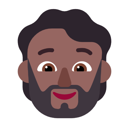 Microsoft design of the person: medium-dark skin tone beard emoji verson:Windows-11-23H2