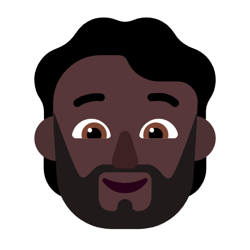 Microsoft design of the person: dark skin tone beard emoji verson:Windows-11-23H2