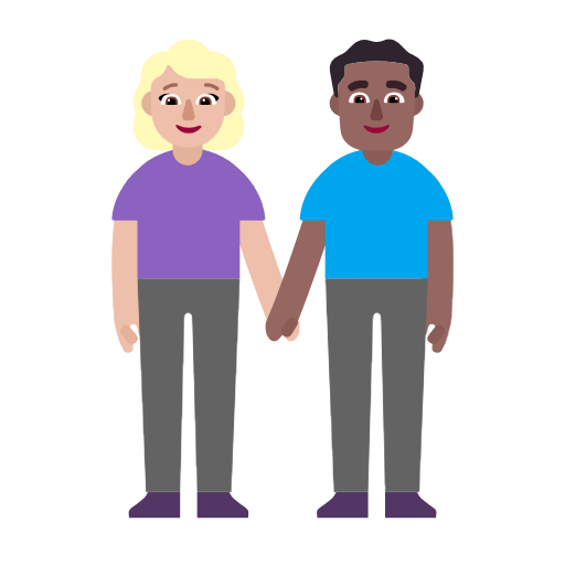 Microsoft design of the woman and man holding hands: medium-light skin tone medium-dark skin tone emoji verson:Windows-11-23H2