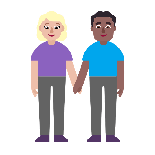 Microsoft design of the woman and man holding hands: medium-light skin tone medium-dark skin tone emoji verson:Windows-11-23H2