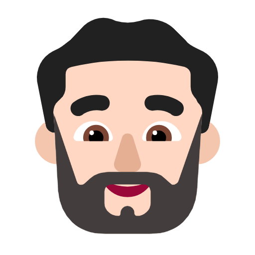 Microsoft design of the man: light skin tone beard emoji verson:Windows-11-23H2