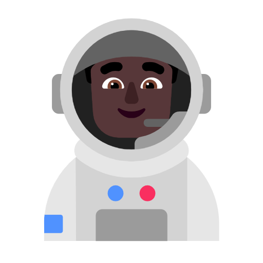 Microsoft design of the man astronaut: dark skin tone emoji verson:Windows-11-23H2