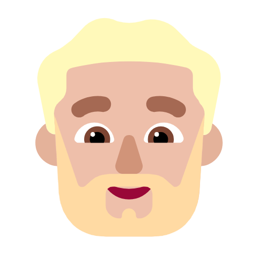 Microsoft design of the man: medium-light skin tone beard emoji verson:Windows-11-23H2