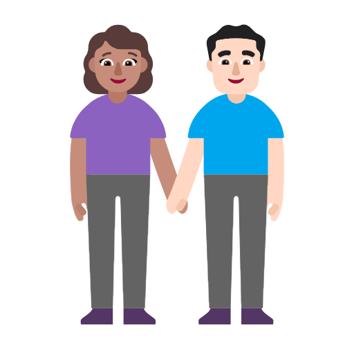 Microsoft design of the woman and man holding hands: medium skin tone light skin tone emoji verson:Windows-11-23H2