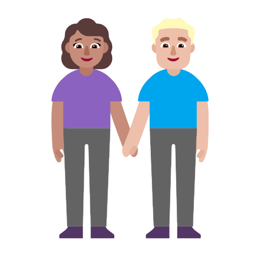 Microsoft design of the woman and man holding hands: medium skin tone medium-light skin tone emoji verson:Windows-11-23H2