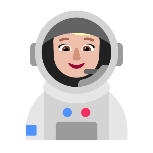 Microsoft design of the woman astronaut: medium-light skin tone emoji verson:Windows-11-23H2