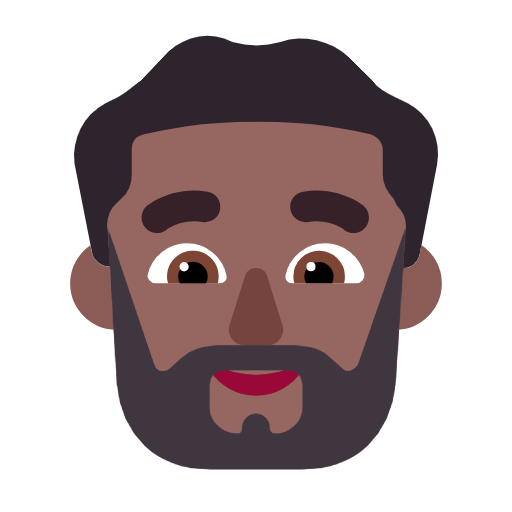 Microsoft design of the man: medium-dark skin tone beard emoji verson:Windows-11-23H2