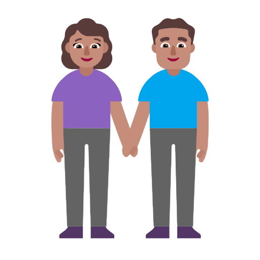 Microsoft design of the woman and man holding hands: medium skin tone emoji verson:Windows-11-23H2