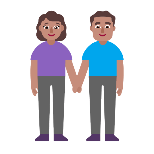 Microsoft design of the woman and man holding hands: medium skin tone emoji verson:Windows-11-23H2
