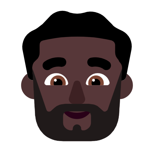 Microsoft design of the man: dark skin tone beard emoji verson:Windows-11-23H2