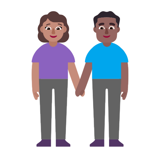 Microsoft design of the woman and man holding hands: medium skin tone medium-dark skin tone emoji verson:Windows-11-23H2
