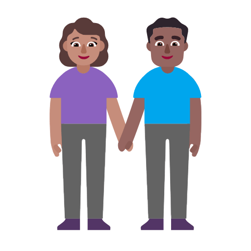 Microsoft design of the woman and man holding hands: medium skin tone medium-dark skin tone emoji verson:Windows-11-23H2