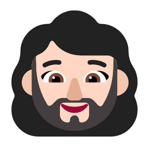 Microsoft design of the woman: light skin tone beard emoji verson:Windows-11-23H2