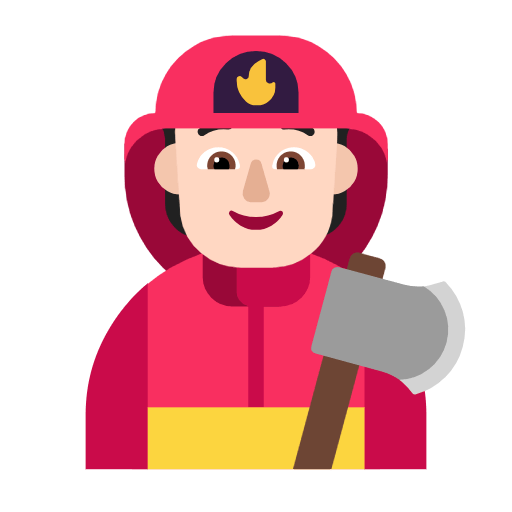 Microsoft design of the firefighter: light skin tone emoji verson:Windows-11-23H2