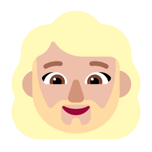 Microsoft design of the woman: medium-light skin tone beard emoji verson:Windows-11-23H2