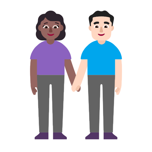 Microsoft design of the woman and man holding hands: medium-dark skin tone light skin tone emoji verson:Windows-11-23H2