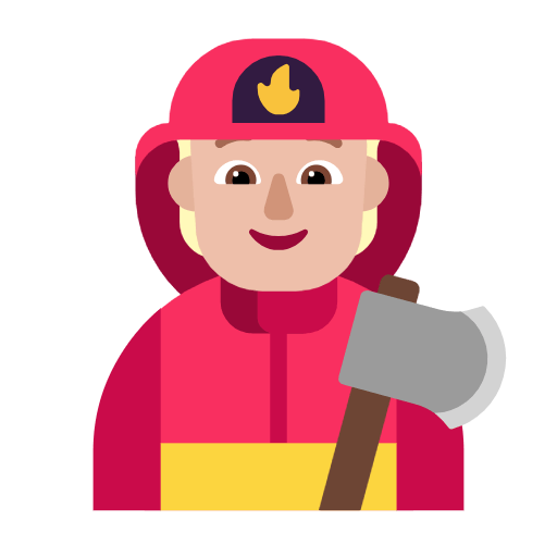 Microsoft design of the firefighter: medium-light skin tone emoji verson:Windows-11-23H2