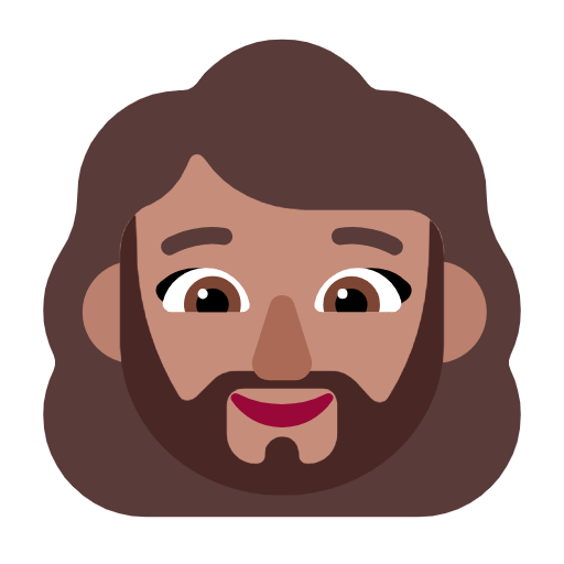 Microsoft design of the woman: medium skin tone beard emoji verson:Windows-11-23H2
