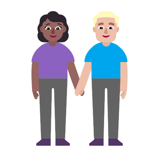 Microsoft design of the woman and man holding hands: medium-dark skin tone medium-light skin tone emoji verson:Windows-11-23H2