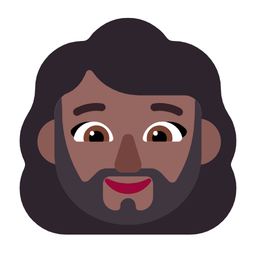 Microsoft design of the woman: medium-dark skin tone beard emoji verson:Windows-11-23H2