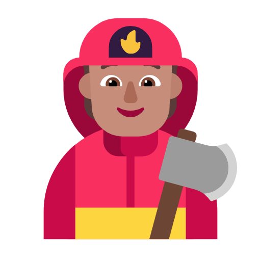 Microsoft design of the firefighter: medium skin tone emoji verson:Windows-11-23H2