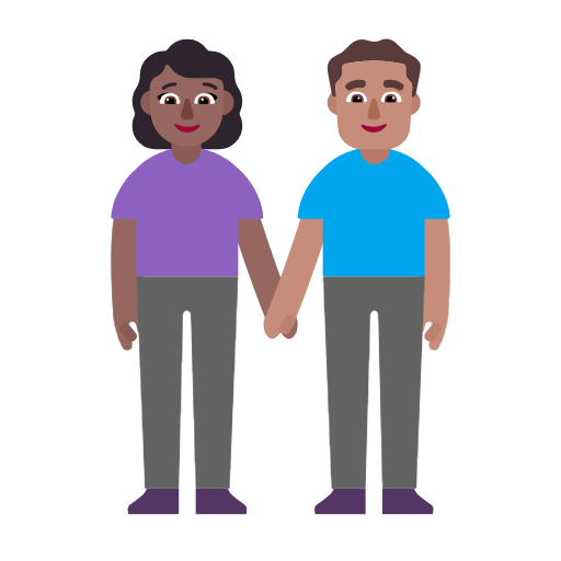 Microsoft design of the woman and man holding hands: medium-dark skin tone medium skin tone emoji verson:Windows-11-23H2