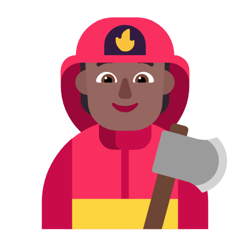 Microsoft design of the firefighter: medium-dark skin tone emoji verson:Windows-11-23H2