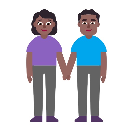 Microsoft design of the woman and man holding hands: medium-dark skin tone emoji verson:Windows-11-23H2