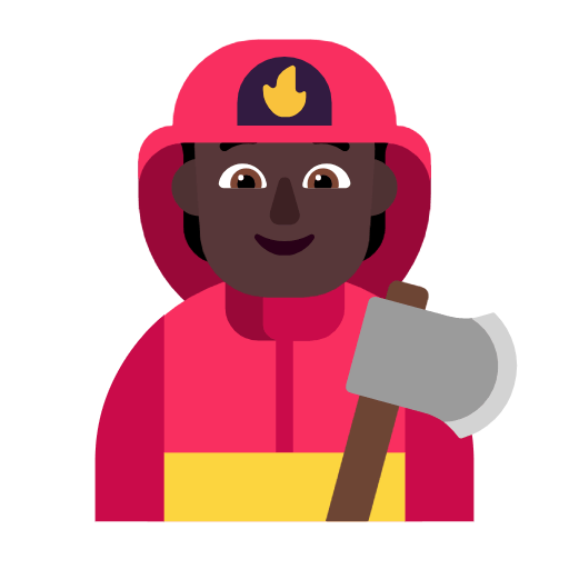 Microsoft design of the firefighter: dark skin tone emoji verson:Windows-11-23H2