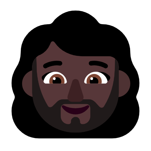 Microsoft design of the woman: dark skin tone beard emoji verson:Windows-11-23H2