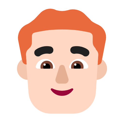 Microsoft design of the man: light skin tone red hair emoji verson:Windows-11-23H2
