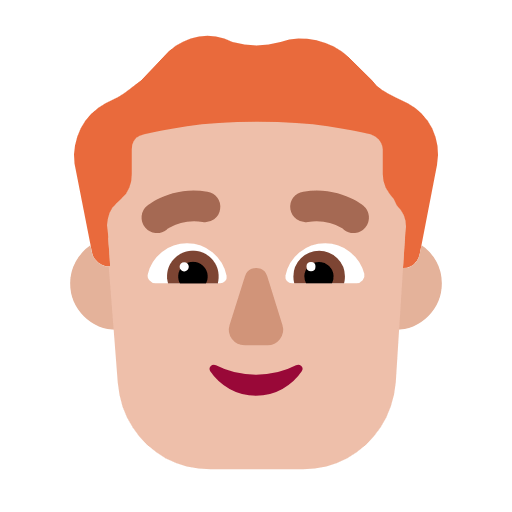 Microsoft design of the man: medium-light skin tone red hair emoji verson:Windows-11-23H2