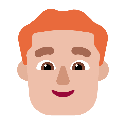 Microsoft design of the man: medium-light skin tone red hair emoji verson:Windows-11-23H2