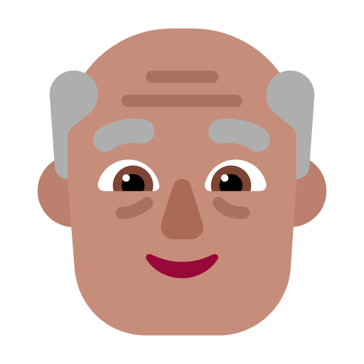 Microsoft design of the old man: medium skin tone emoji verson:Windows-11-22H2